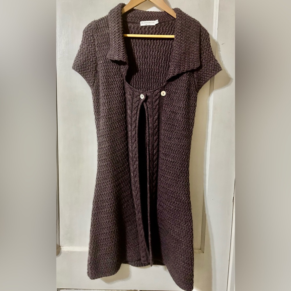 Stambecco wool blend Chic Dark Brown open-front Women's Cardigan Size S